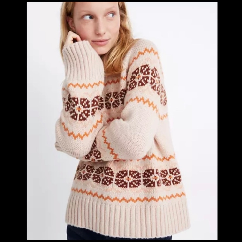 Madewell Overbrook Fair Isle Mockneck Sweater